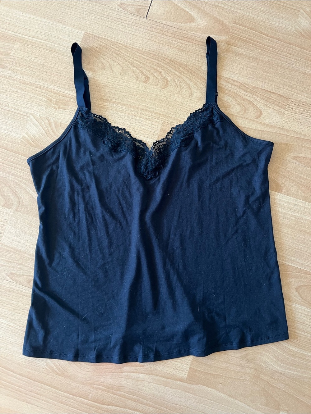 Linea Donatella Black Lace-Trim Camisole
